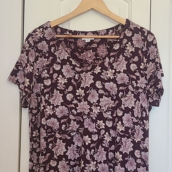 J Jill Wearever V-neck Floral Stretch Maxi Dress Pockets Size L - Picture 2 of 11